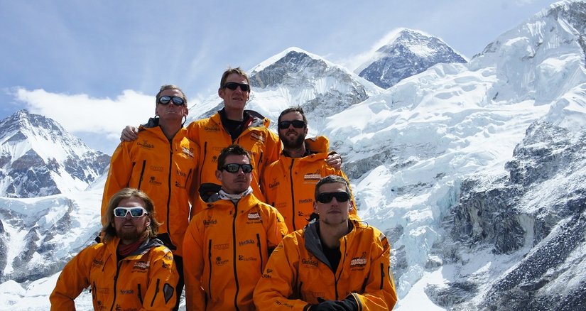 The team climbing Everest